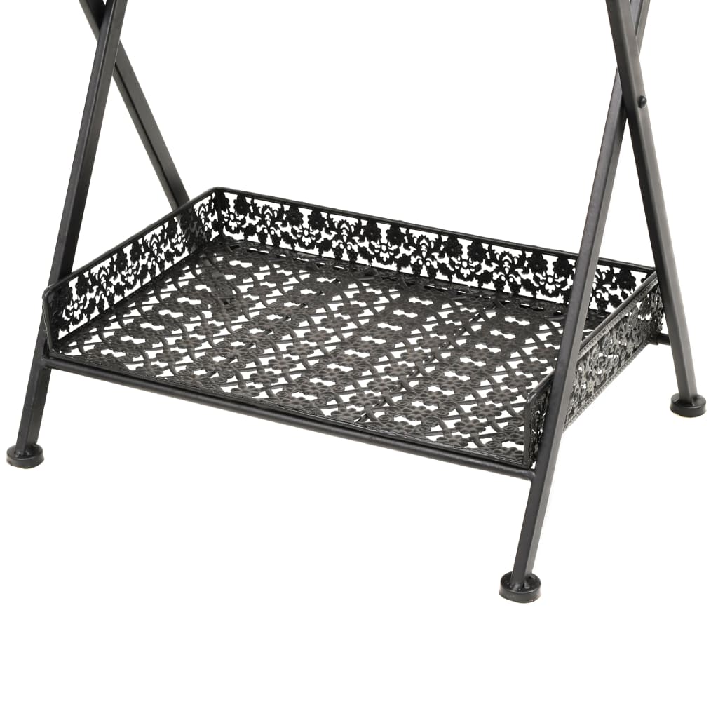 Tavolo da Tè Pieghevole Vintage Metallo 58x35x72 cm Nero | homemem39