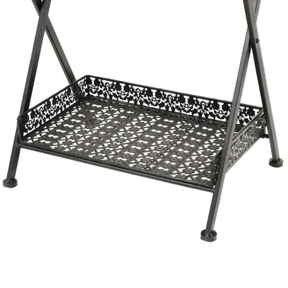 Tavolo da Tè Pieghevole Vintage Metallo 58x35x72 cm Nero | homemem39