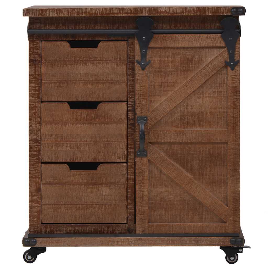 Mobiletto in Legno Massello di Abete 64x33,5x75 cm Marrone | homemem39
