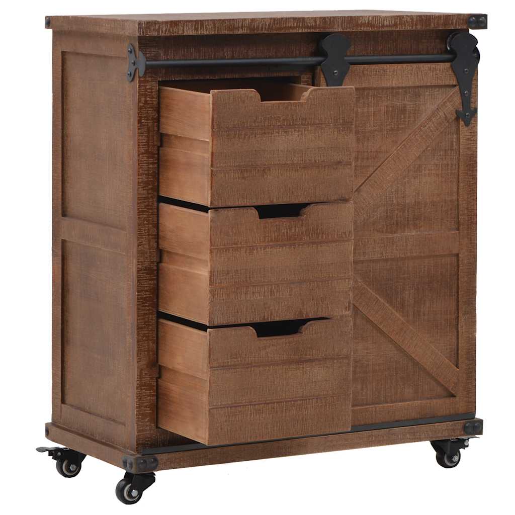 Mobiletto in Legno Massello di Abete 64x33,5x75 cm Marrone