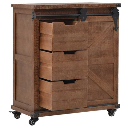 Mobiletto in Legno Massello di Abete 64x33,5x75 cm Marrone