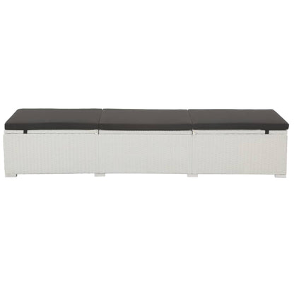 Lettino Prendisole con Cuscino in Polyrattan Bianco | homemem39