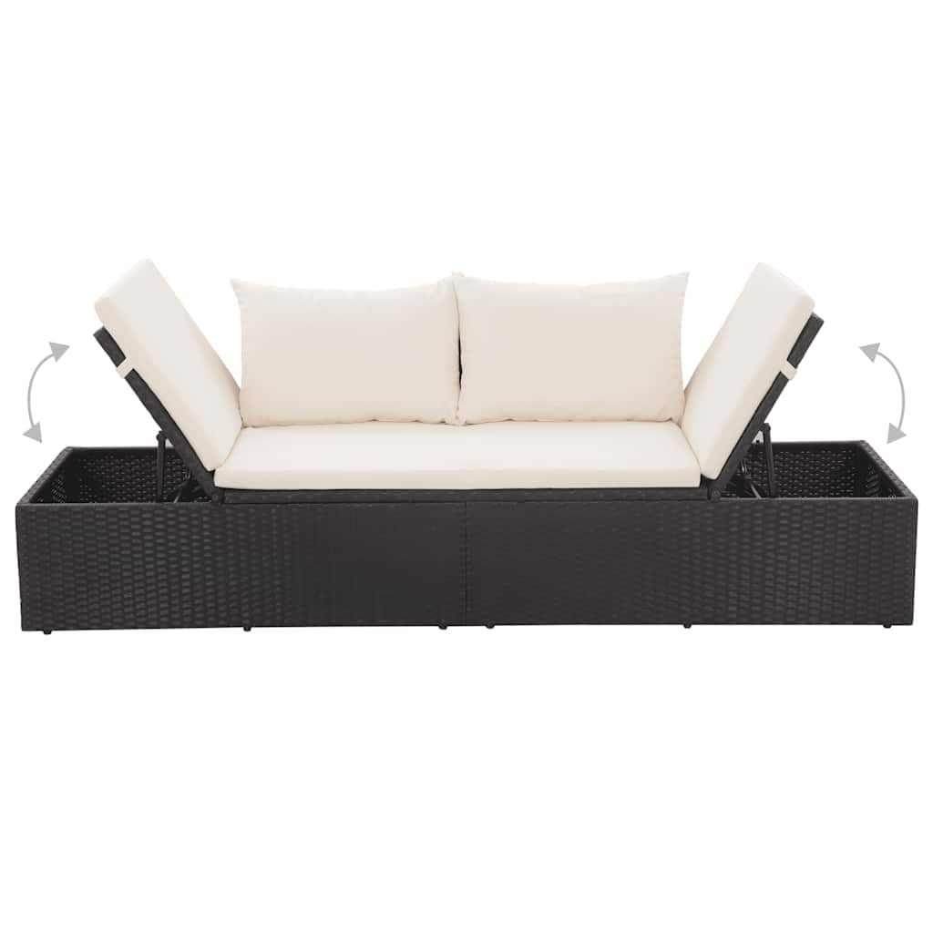 Lettino da Giardino Nero 195x60 cm in Polyrattan - homemem39