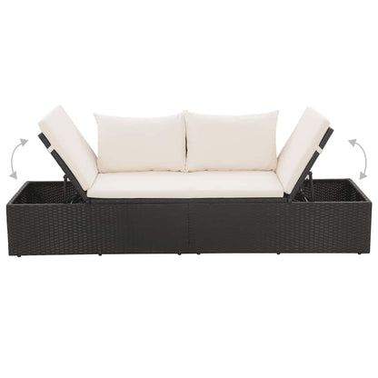 Lettino da Giardino Nero 195x60 cm in Polyrattan - homemem39