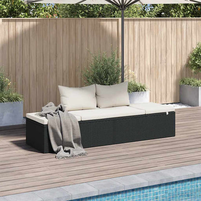 Lettino da Giardino Nero 195x60 cm in Polyrattan - homemem39