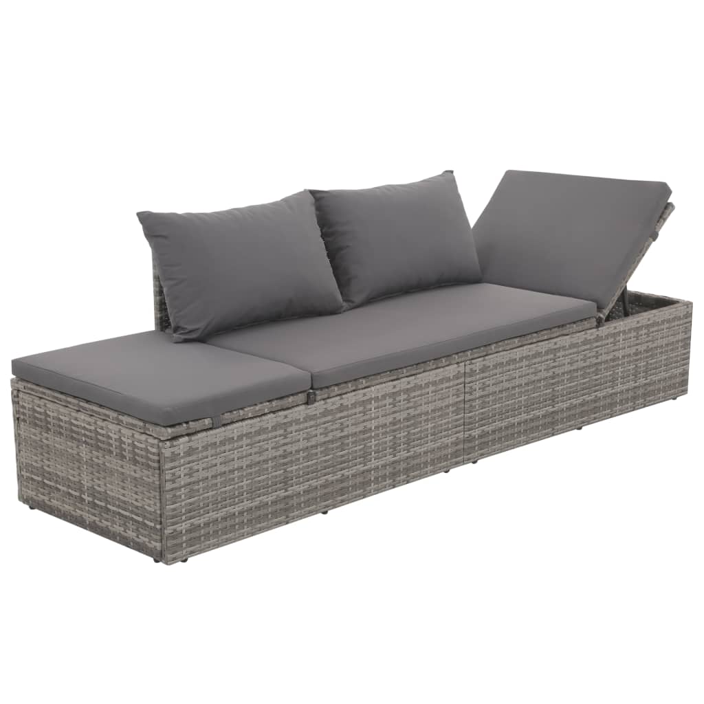 Lettino da Giardino Grigio 195x60 cm in Polyrattan