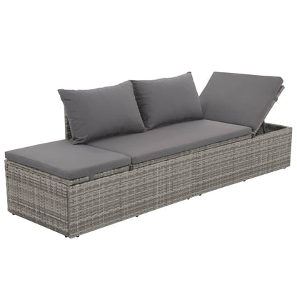 Lettino da Giardino Grigio 195x60 cm in Polyrattan - homemem39