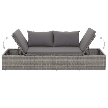 Lettino da Giardino Grigio 195x60 cm in Polyrattan - homemem39