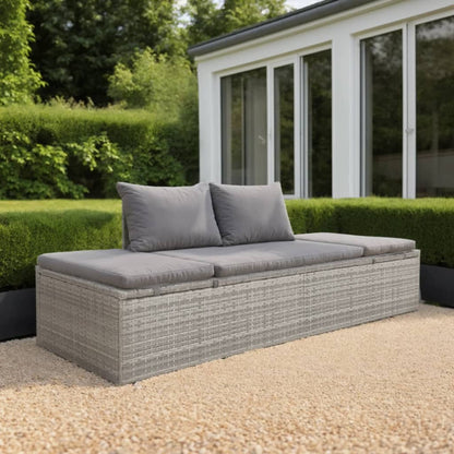 Lettino da Giardino Grigio 195x60 cm in Polyrattan