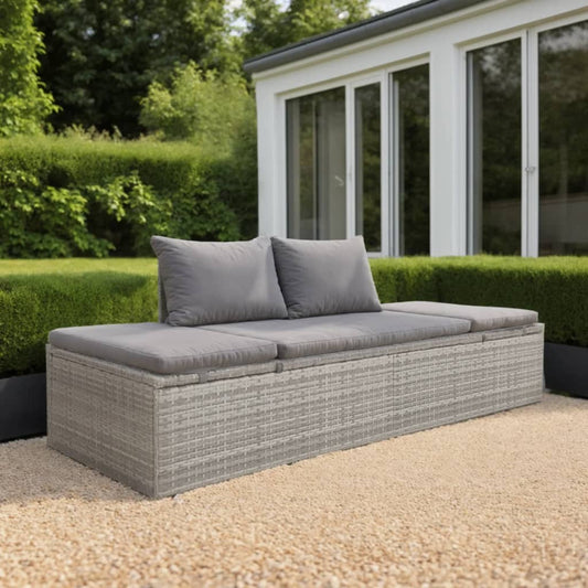 Gray Garden Lounger 195x60 cm in Polyrattan