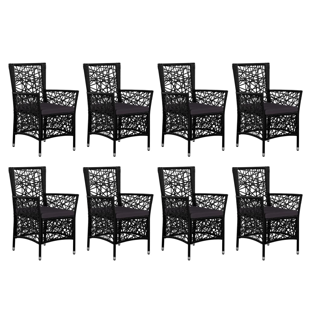 Set da Pranzo da Giardino 9 pz in Polyrattan Nero | homemem39