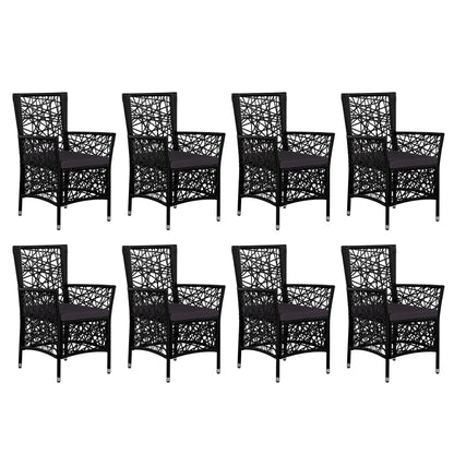 Set da Pranzo da Giardino 9 pz in Polyrattan Nero | homemem39