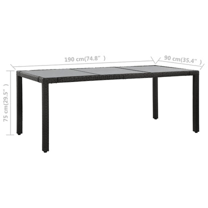 Set da Pranzo da Giardino 9 pz in Polyrattan Nero | homemem39