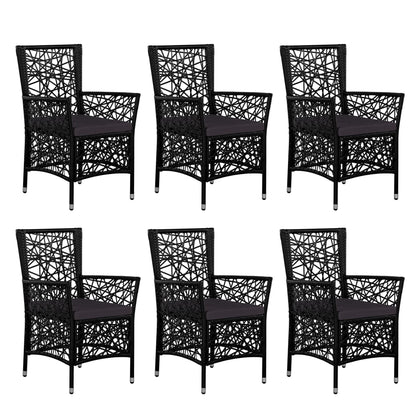 Set da Pranzo da Giardino 7 pz in Polyrattan Nero - homemem39