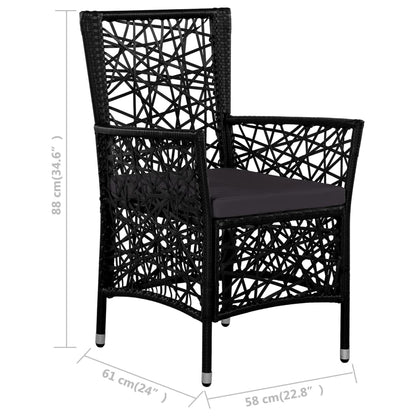Set da Pranzo da Giardino 5 pz in Polyrattan Nero - homemem39