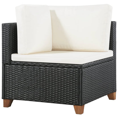 Set Divani da Giardino 4 pz con Cuscini in Polyrattan Nero - homemem39