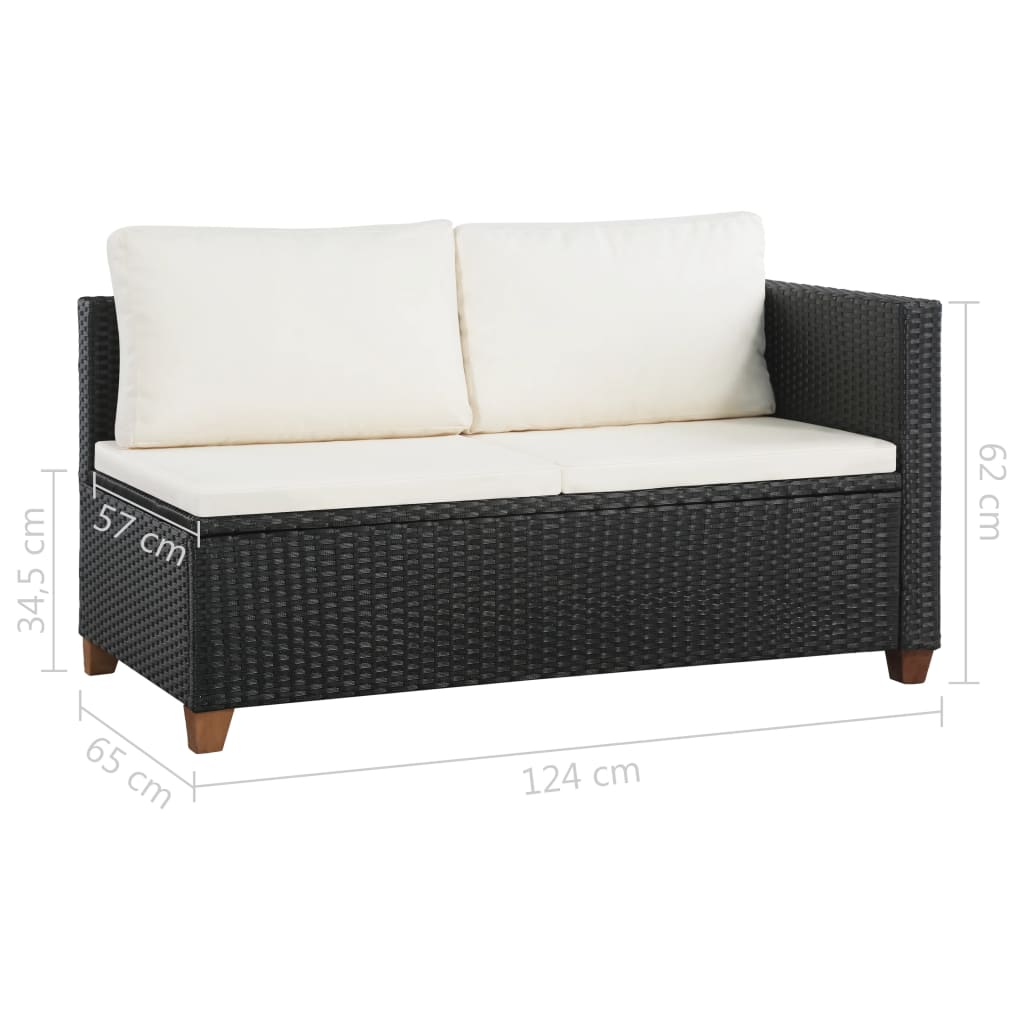 Set Divani da Giardino 4 pz con Cuscini in Polyrattan Nero - homemem39