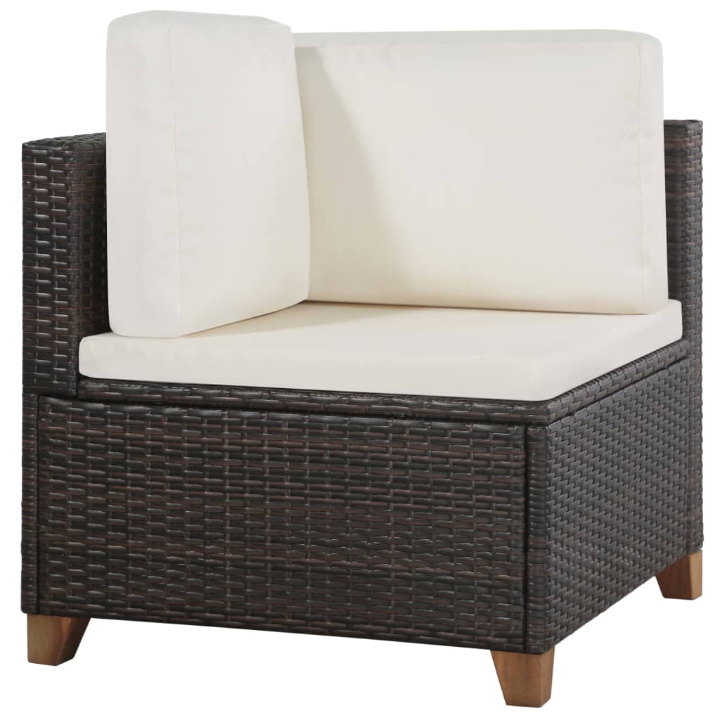 Set Divani da Giardino 4 pz con Cuscini in Polyrattan Marrone - homemem39