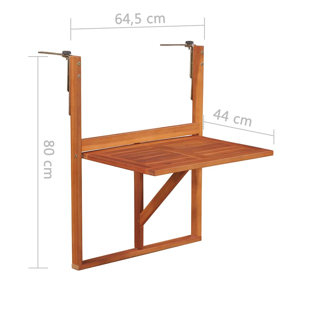 Tavolo da Balcone Sospeso 64,5x44x80 cm in Massello di Acacia | homemem39