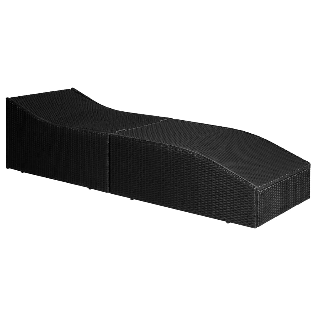 Lettino con Cuscino in Polyrattan Nero | homemem39