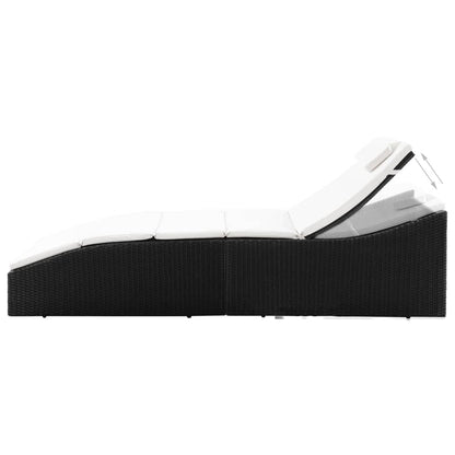 Lettino con Cuscino in Polyrattan Nero - homemem39