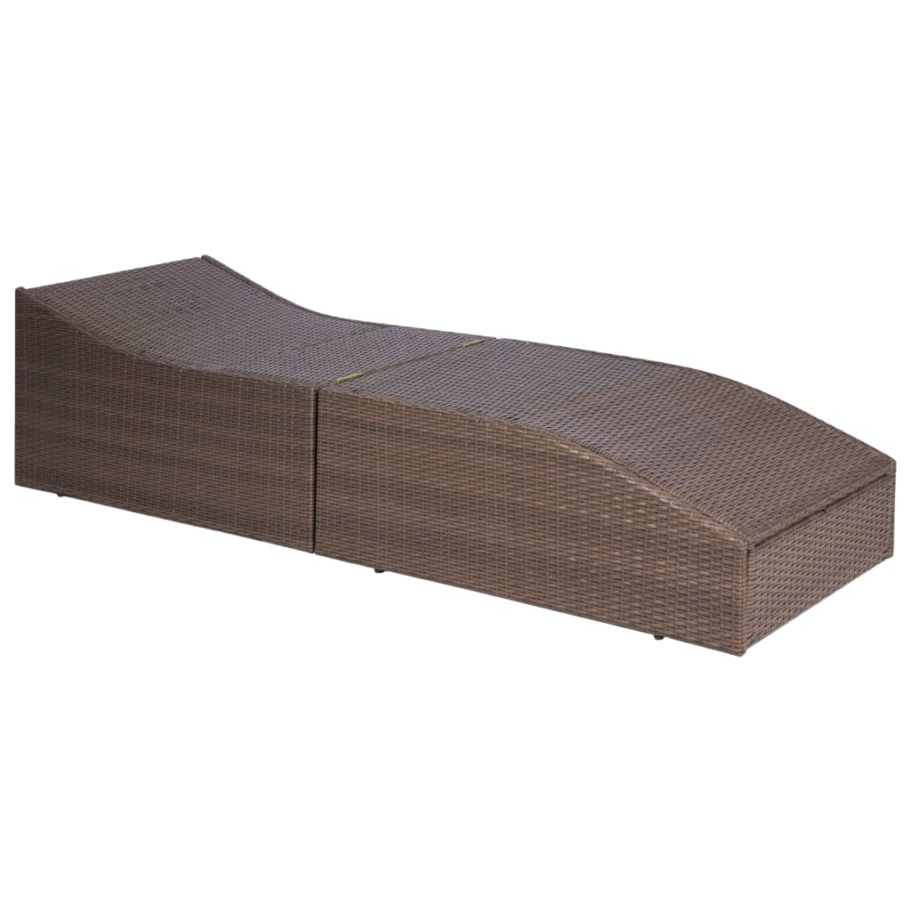 Lettino con Cuscino in Polyrattan Marrone | homemem39