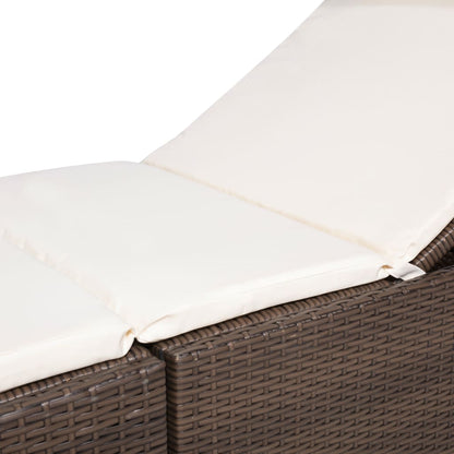 Lettino con Cuscino in Polyrattan Marrone | homemem39