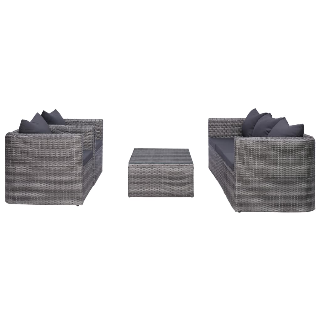Set Divani da Giardino 6 pz con Cuscini in Polyrattan Grigio | homemem39