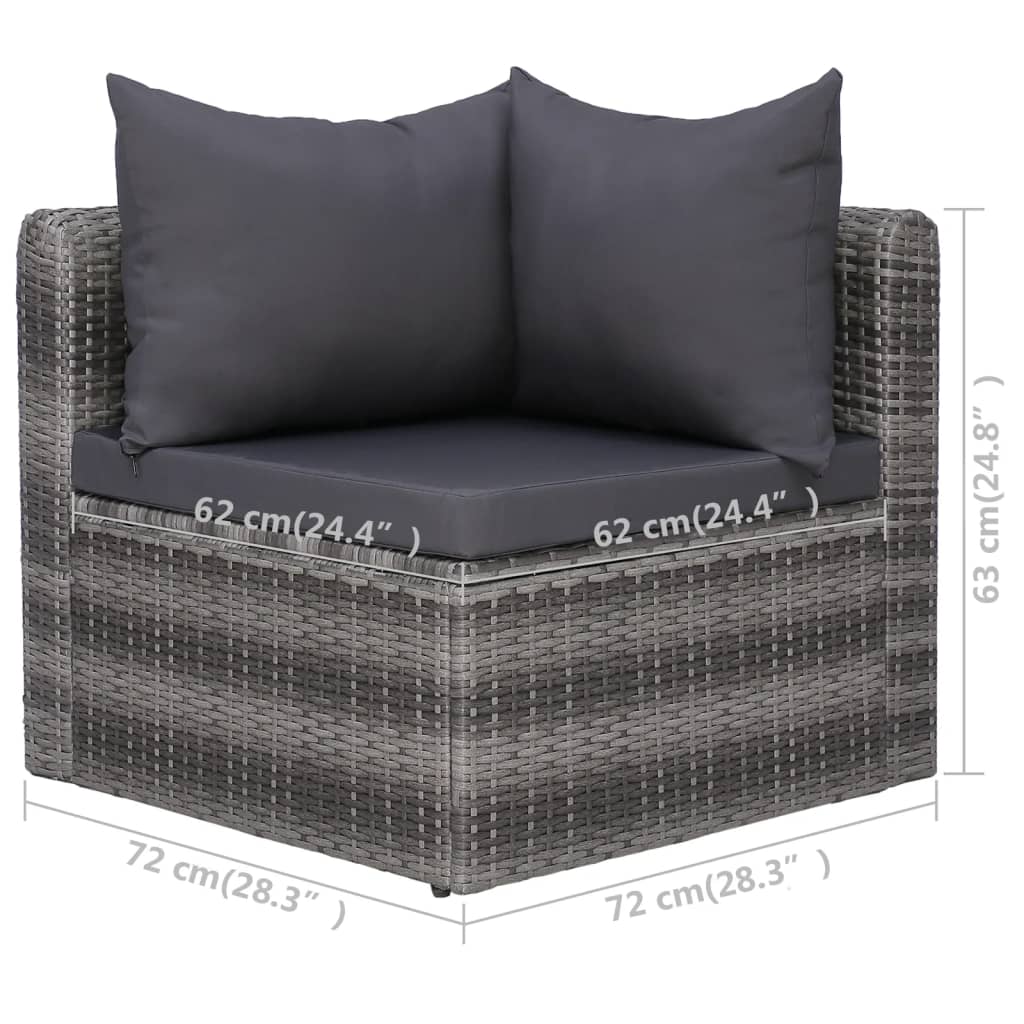 Set Divani da Giardino 6 pz con Cuscini in Polyrattan Grigio | homemem39