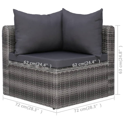 Set Divani da Giardino 6 pz con Cuscini in Polyrattan Grigio | homemem39