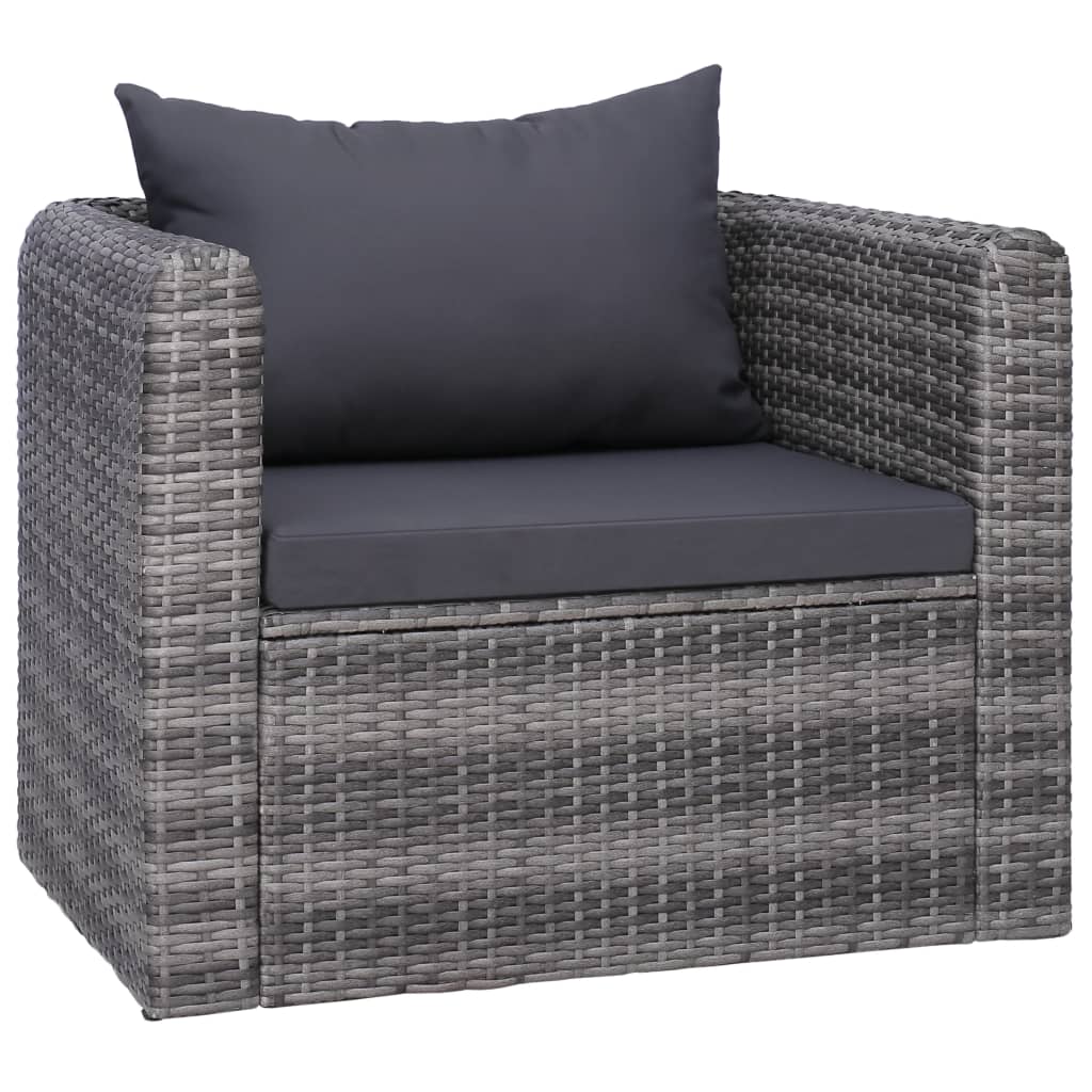 Set Divani da Giardino 6 pz con Cuscini in Polyrattan Grigio | homemem39