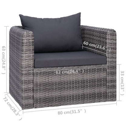 Set Divani da Giardino 6 pz con Cuscini in Polyrattan Grigio | homemem39