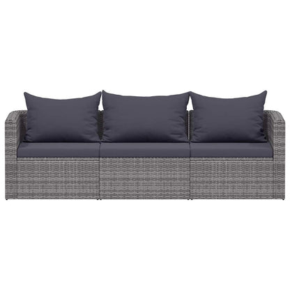 Set Divani da Giardino 3 pz con Cuscini Grigio in Polyrattan - homemem39