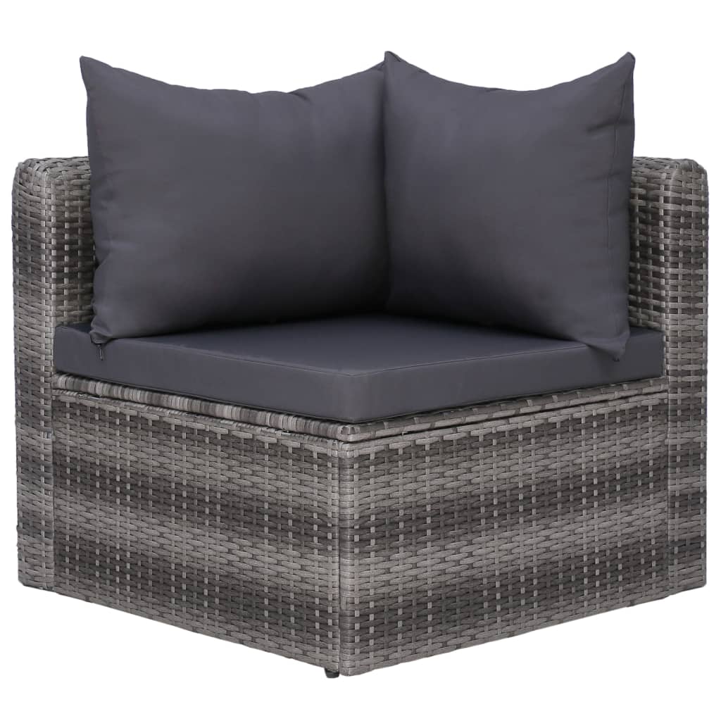Set Divani da Giardino 3 pz con Cuscini Grigio in Polyrattan - homemem39