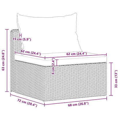 Set Divani da Giardino 3 pz con Cuscini Grigio in Polyrattan