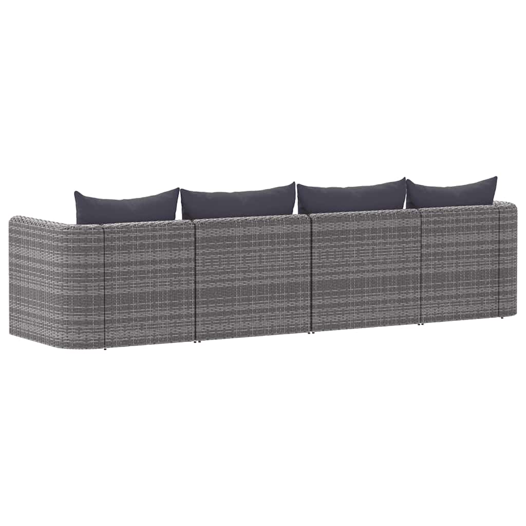 Set Divani da Giardino 4 pz con Cuscini Grigio in Polyrattan - homemem39
