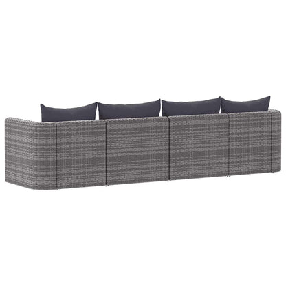 Set Divani da Giardino 4 pz con Cuscini Grigio in Polyrattan - homemem39