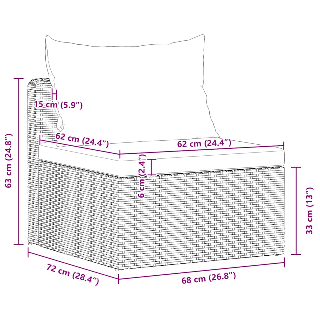 Set Divani da Giardino 4 pz con Cuscini Grigio in Polyrattan - homemem39