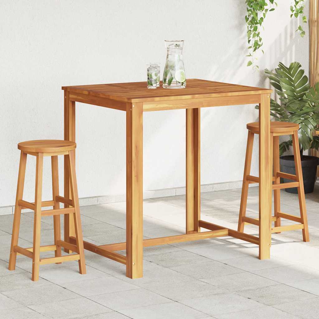 Sgabelli da Bar 2 pz in Legno Massello di Acacia