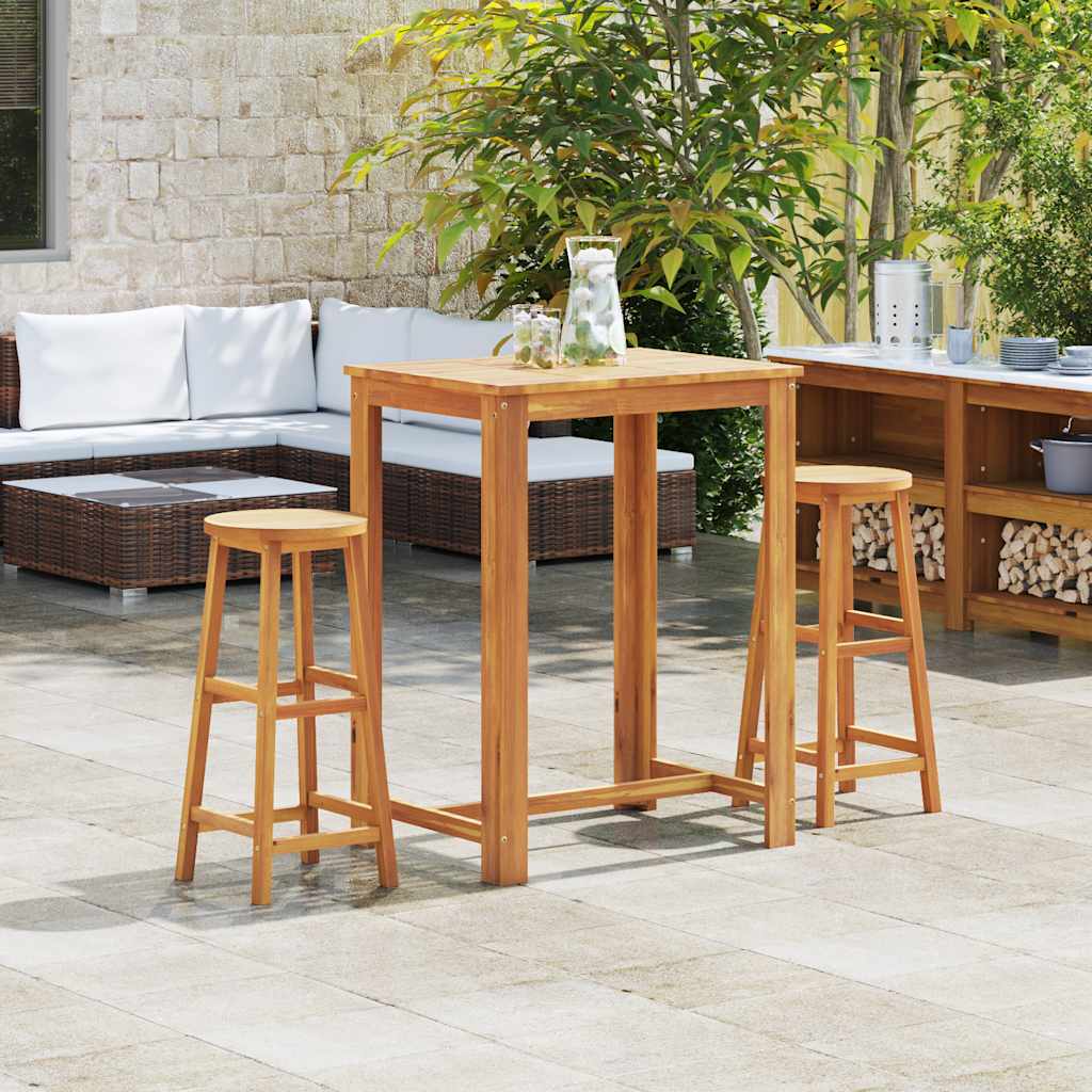 Sgabelli da Bar 2 pz in Legno Massello di Acacia | homemem39
