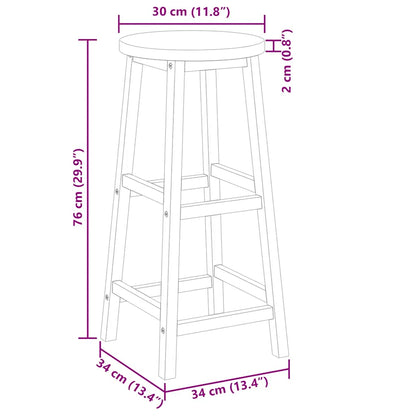Sgabelli da Bar 2 pz in Legno Massello di Acacia - homemem39