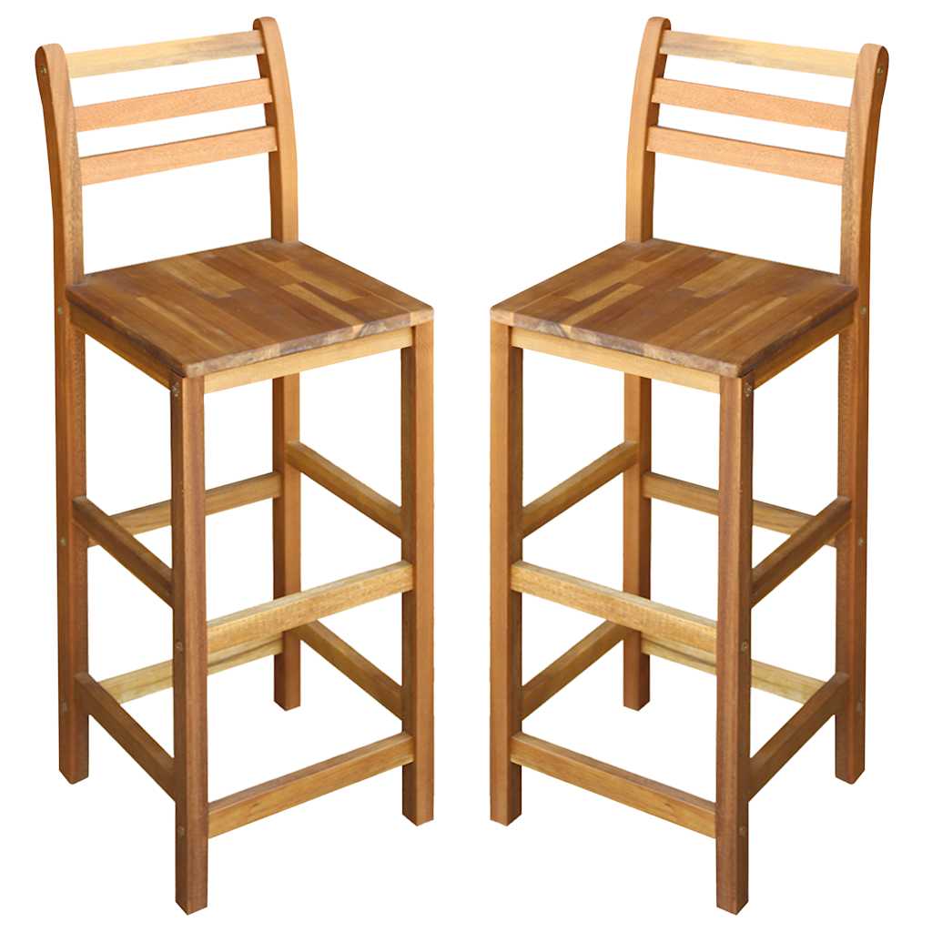 Sgabelli da Bar 2 pz in Legno Massello di Acacia | homemem39