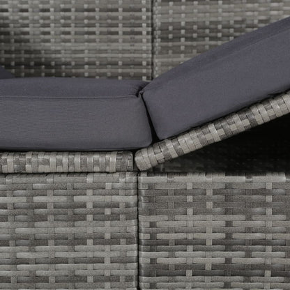 Lettino da Giardino con Tettuccio Grigio 205x62 cm Polyrattan | homemem39