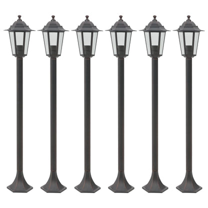 Garden Lamps 6pcs E27 110 cm Aluminum Bronze