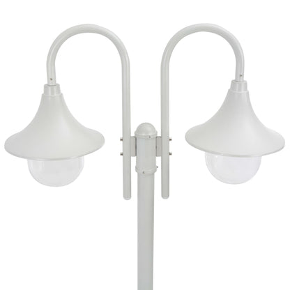 Garden Lamp E27 220 cm Aluminum 2 Lamps White