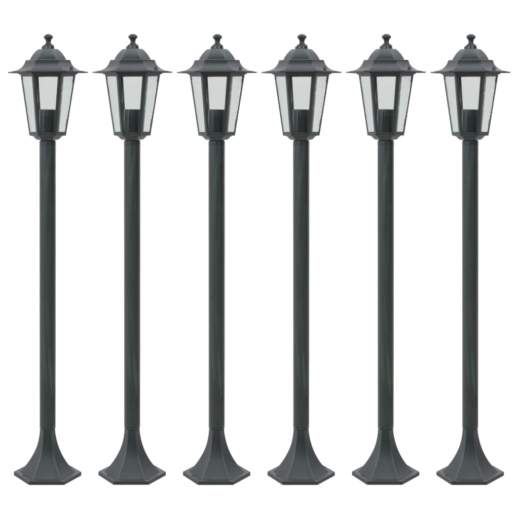 Garden Lamps 6pcs E27 110 cm Dark Green Aluminium