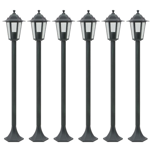 Garden Lamps 6pcs E27 110 cm Dark Green Aluminium