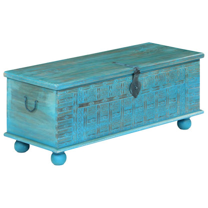 Cassapanca in Legno Massello di Mango Blu 100x40x41 cm