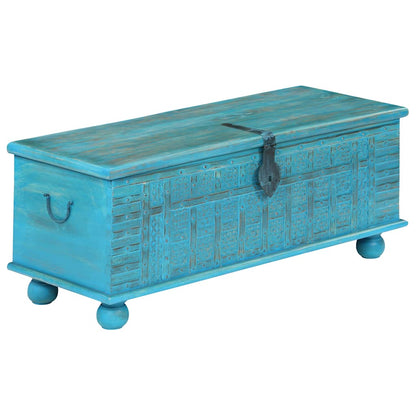 Cassapanca in Legno Massello di Mango Blu 100x40x41 cm