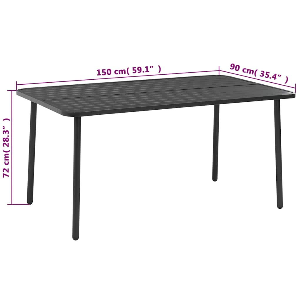 Set da Pranzo da Giardino 7 pz in Acciaio Grigio Scuro